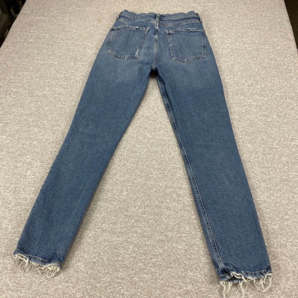 Agolde High Rise Skinny Jeans Button Fly Distressed Raw Hem Medium Wash Size‎ 26